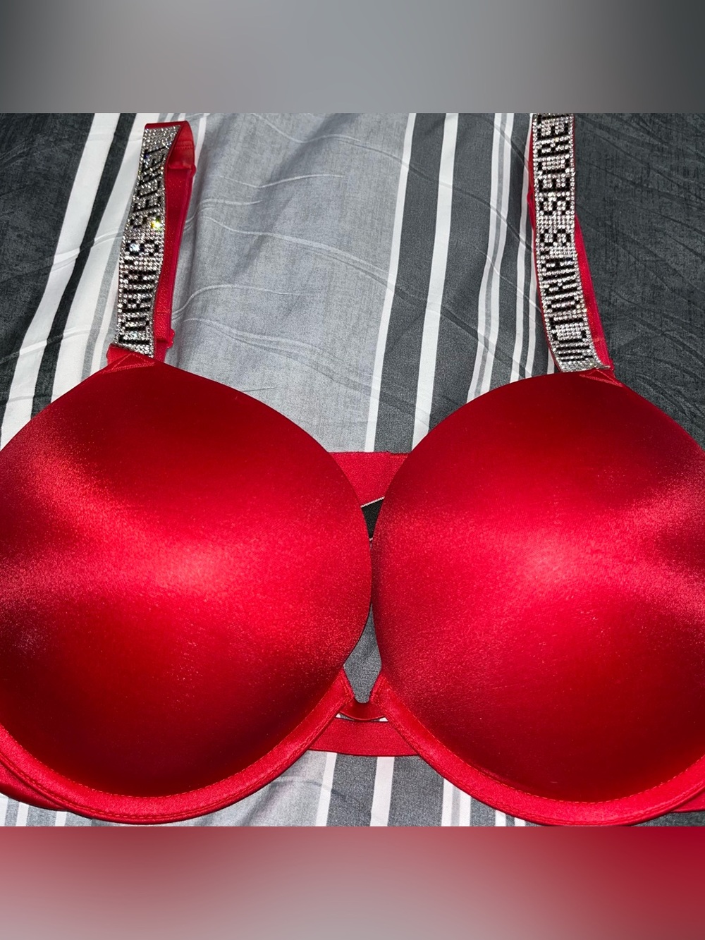 Victoria Secret Red Padded Bra with Embellished Straps